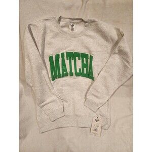 Pacific & Co Matcha Sweatshirt Gray Green Graphic Pullover L